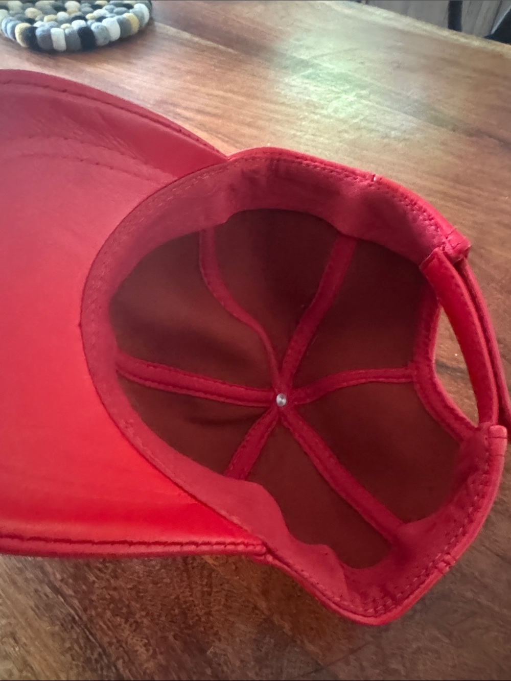 Red Leather Baseball Cap - Picture 2 of 3